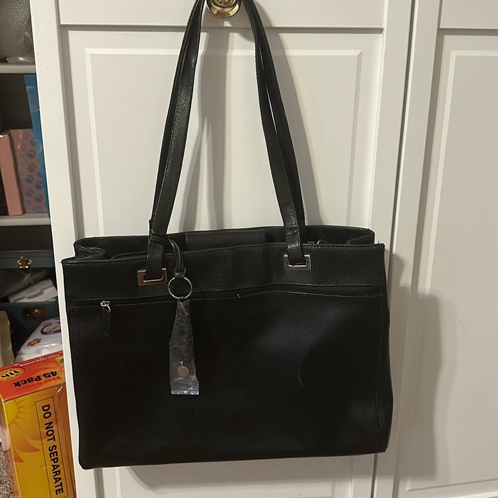 NWT-Coldwater Creek Black Briefcase/Laptop/Handbag/Tote Bag faux leather